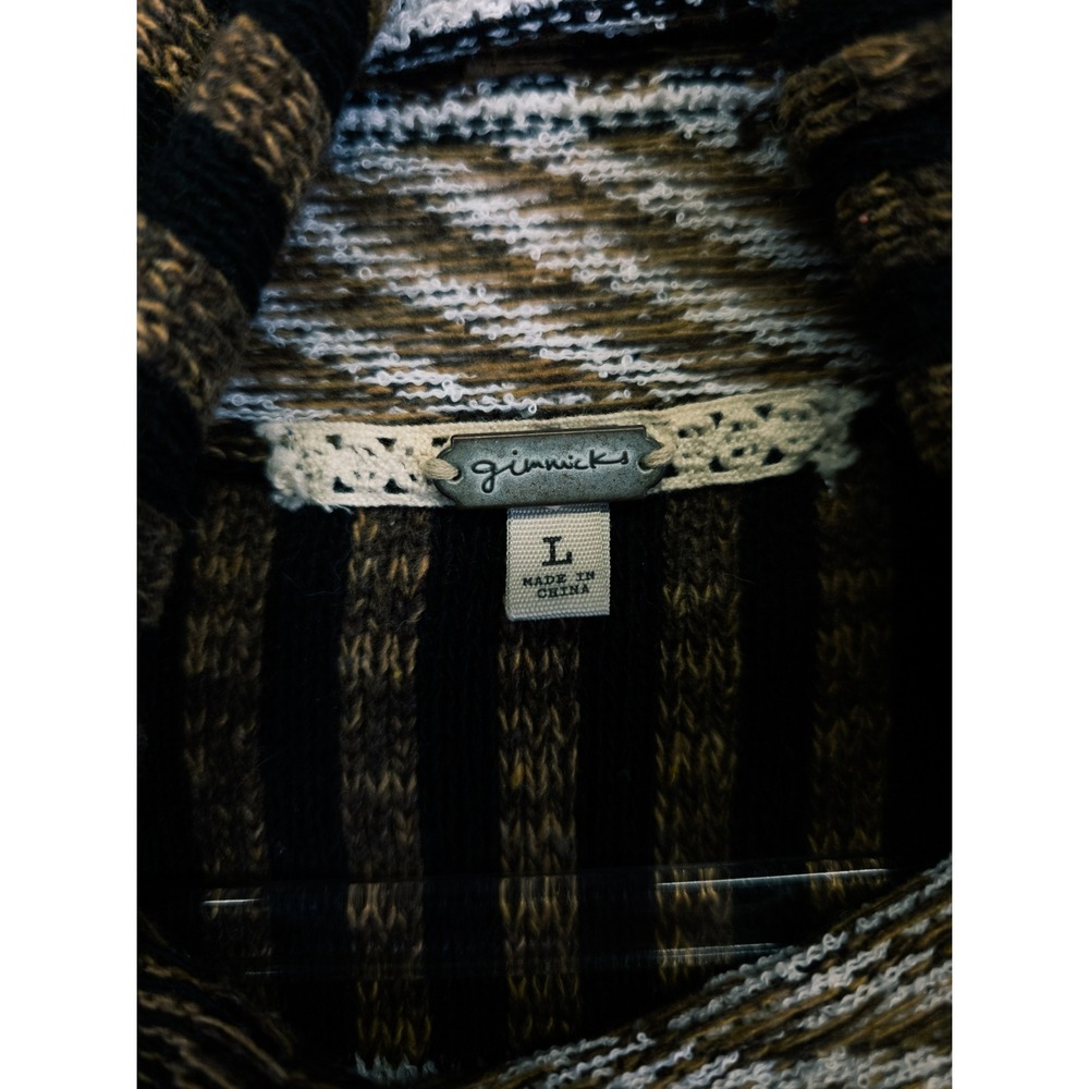 Gimmicks Sweater Womens L Brown Leopard Print Mixed Media Boho Indie Mob Wife - Picture 6 of 16